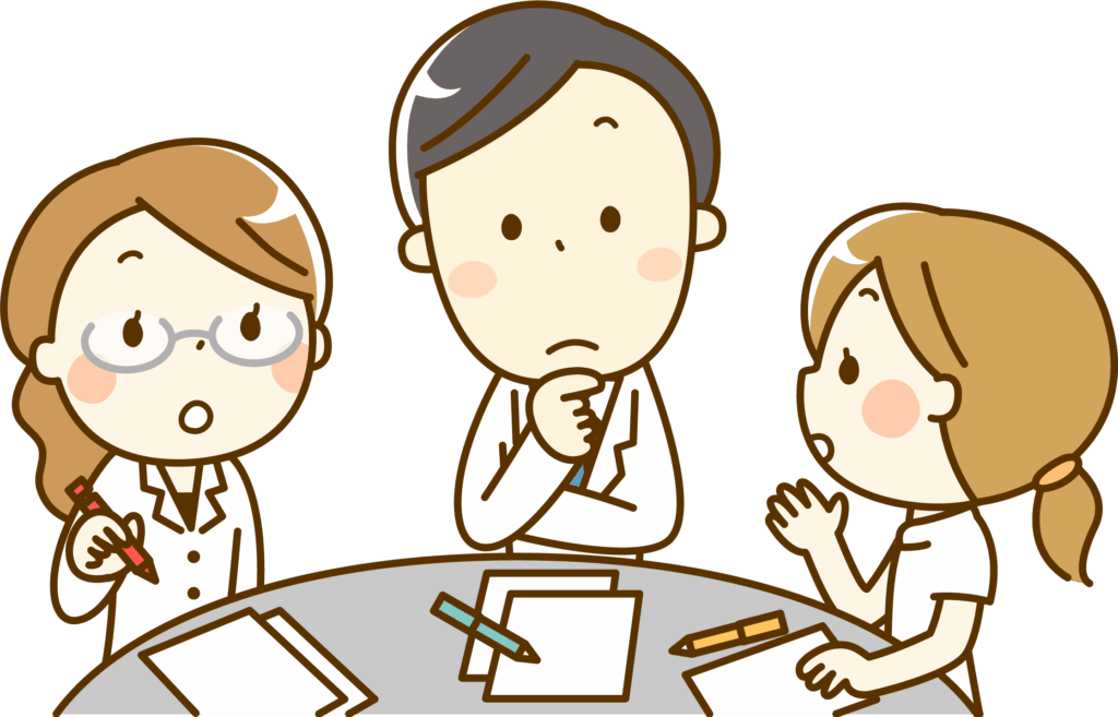 打ち合わせするクリニックスタッフ